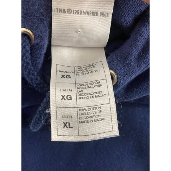 Vintage 90's Warner Brothers Studio Store Looney Tunes Blue Hoodie - XL - Picture 9 of 11